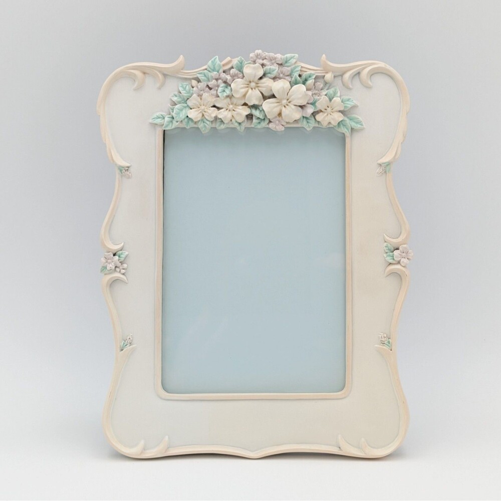 Vintage 4x6 Photo Picture Frame 3D Pastel Floral Ornate Shabby Chic Cottage